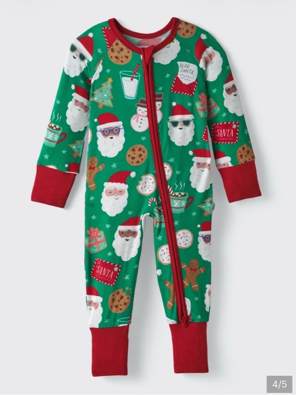 Little Sleepies Cookies for Santa Zippy Infant Bamboo Pajama Romper NWT